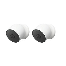 Google Nest  Battery-Powered White Wired or Wireless 1080p Indoor & Outdoor Round Smart Camera 2 Pack