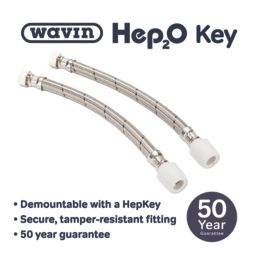 Hep2O Push-Fit Flexible Tap Connectors 15mm x 1/2" x 300mm 2 Pack