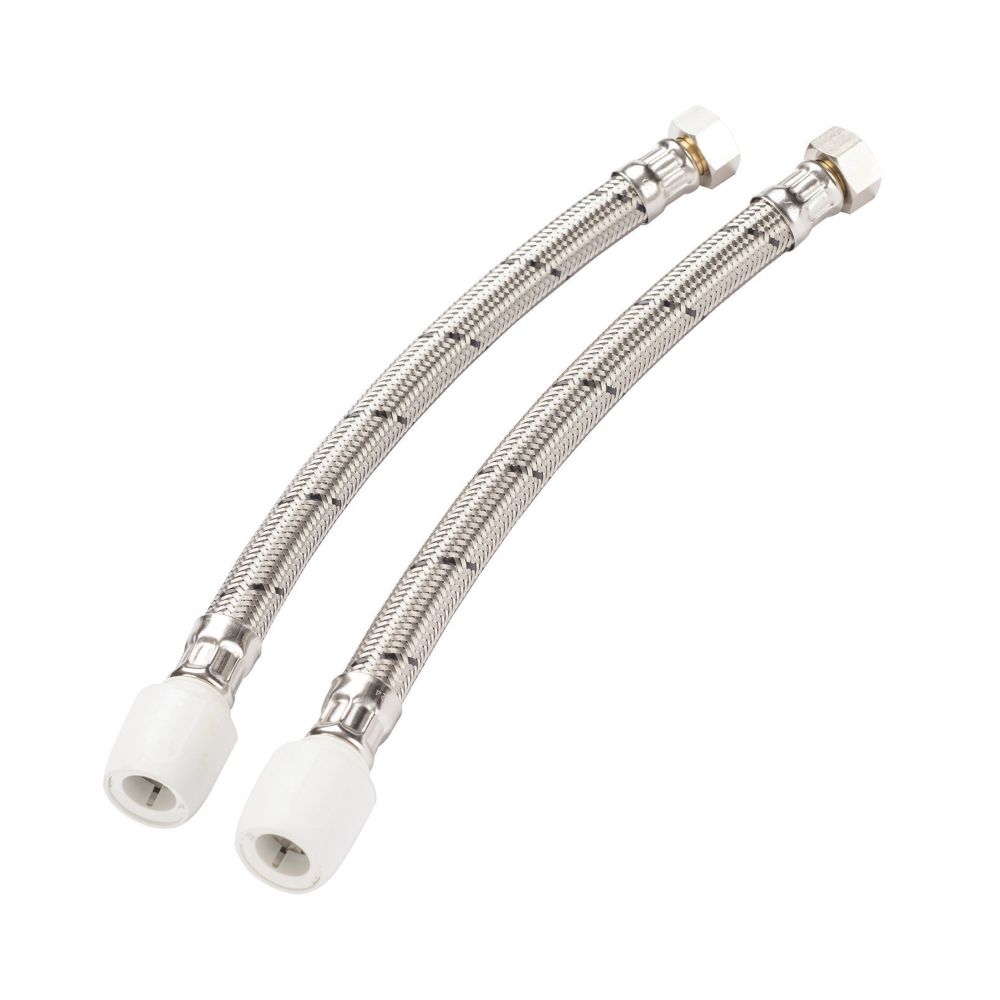 Hep2O PushFit Flexible Tap Connectors 15mm x 1/2" x 300mm 2 Pack
