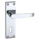 Smith & Locke  Fire Rated Lock Door Handles Pair Polished Chrome