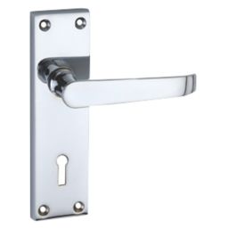 Smith & Locke  Fire Rated Lock Door Handles Pair Polished Chrome