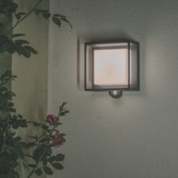 Lutec Curtis Outdoor LED Solar Wall Light With PIR Sensor Dark Grey 300lm
