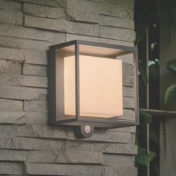 Lutec Curtis Outdoor LED Solar Wall Light With PIR Sensor Dark Grey 300lm