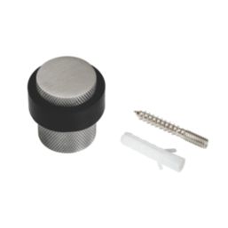 Eclipse Round Knurled Floor Door Stop 30 x 40mm Satin Stainless Steel