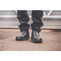 JCB  Size 10  Black Water-Resistant Steel Toe Cap Safety Dealer Boots