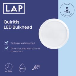 LAP Quiritis Indoor Round LED Bulkhead White 10W 1200lm