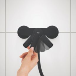 Grohe Get Matt Black 142mm Deck Mounted Lever 2 Tap Holes Bath Mixer Tap