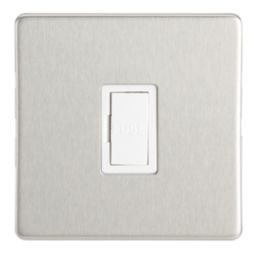 Contactum Lyric 13A Unswitched Fused Spur  Brushed Steel with White Inserts