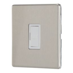 Contactum Lyric 13A Unswitched Fused Spur  Brushed Steel with White Inserts