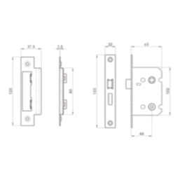 Smith & Locke  Matt Black Bathroom Mortice Latch 64mm Case - 44mm Backset
