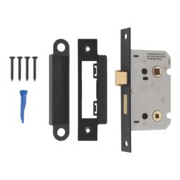 Smith & Locke  Matt Black Bathroom Mortice Latch 64mm Case - 44mm Backset