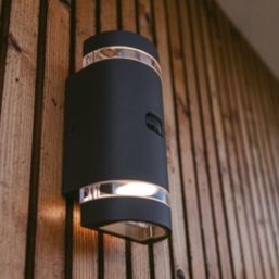 Lutec Focus Outdoor Up/Down Wall Light With PIR Sensor Dark Grey