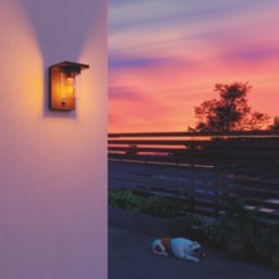 Calex Asti Outdoor LED Rechargeable Solar Wall Light With PIR Sensor Black 150lm