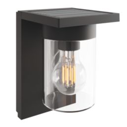 Calex Asti Outdoor LED Rechargeable Solar Wall Light With PIR Sensor Black 150lm