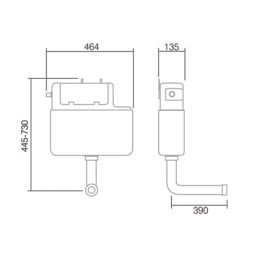 Eddy Side Entry Slimline Concealed Cistern with Flush Button 3/6Ltr