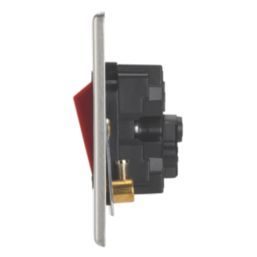 Contactum iConic 45A 1-Gang DP Control Switch Brushed Steel  with Black Inserts