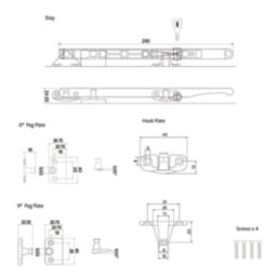 Fab & Fix Classic Locking Window Stay Bar White 280mm