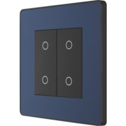 British General Evolve 1-Gang 2-Way LED Double Master Touch Trailing Edge Dimmer Switch  Blue with Black Inserts