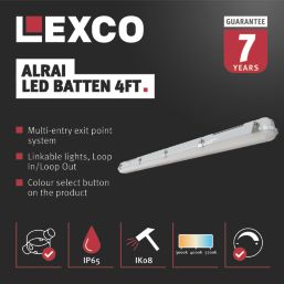 Lexco Alrai Single 4ft LED CCT Batten 36W 2500-5000lm 220-240V