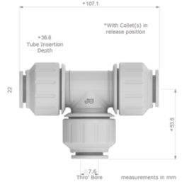JG Speedfit  Plastic Push-Fit Equal Tee 22mm