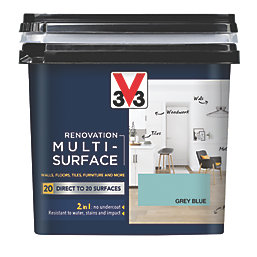 V33  Satin Grey Blue Acrylic Renovation Multi-Surface Paint 750ml