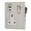 Contactum Lyric 13A 1-Gang DP Switched Socket + 3.1A 15.5W 1-Outlet Type A & C USB Charger Brushed Stainless Steel with White Inserts