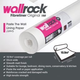 Wallrock White Fibreliner Wallpaper 545mm x 20m