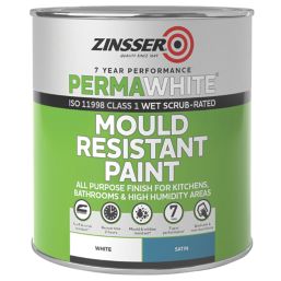 Zinsser Perma White 1Ltr White Satin Anti Mould Interior Multi Surface Paint