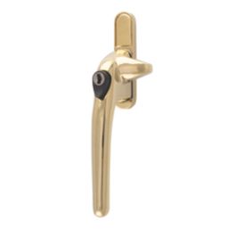 Smith & Locke  Left-Handed Cockspur Window Handle Polished Brass