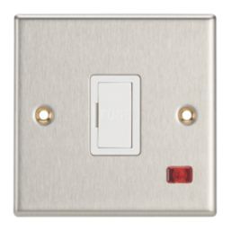 Contactum iConic 13A Unswitched Fused Spur with Neon Brushed Steel with White Inserts