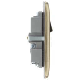 British General Nexus Metal 13A 1-Gang SP Switched Socket + 3A 18W 2-Outlet Type A & C USB Charger Antique Brass with Black Inserts