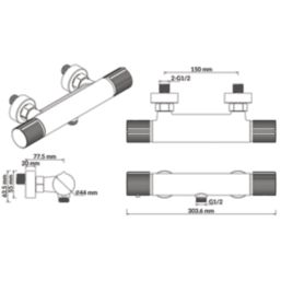 Swirl Gallen Exposed Single Outlet Thermostatic Chrome Shower Mixer