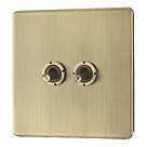 LAP  20A 16AX 2-Gang 2-Way Switch  Antique Brass with Colour-Matched Inserts