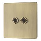 LAP  20A 16AX 2-Gang 2-Way Switch  Antique Brass with Colour-Matched Inserts