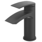 Swirl Wye Matt Black 150mm Cloakroom Lever Mono Basin Mixer Tap  With Clicker Waste