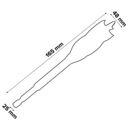 Erbauer  Hex Shank 5-Flute Auger Wood Drill Bit 25mm x 165mm