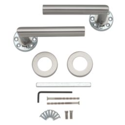 Eurospec  Fire Rated Mitred Lever on Rose Pair Satin Stainless Steel
