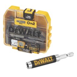 DeWalt 6.35mm 25mm Hex Shank PZ2 Screwdriver Bit Box 25 Pcs Screwfix