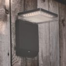 Lutec Moze Outdoor LED Solar Wall Light With PIR Sensor Black  1000lm