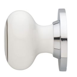 Designer Levers  Door Knob on Chrome Base 60mm Pair White