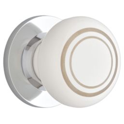 Designer Levers  Door Knob on Chrome Base 60mm Pair White