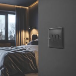 British General Nexus Metal 20A 16AX 3-Gang 2-Way Light Switch  Matt Black