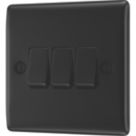 British General Nexus Metal 20A 16AX 3-Gang 2-Way Light Switch  Matt Black