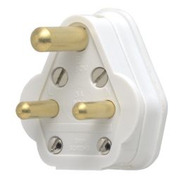 MK  5A Unfused Round Pin Plug White
