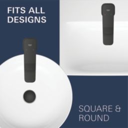 Grohe Dice Matt Black 204mm Standard Lever Mono Basin Mixer Tap  With Clicker Waste