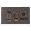Schneider Electric Lisse Deco 45A 2-Gang DP Cooker Switch & 13A DP Switched Socket Mocha Bronze with LED with Black Inserts