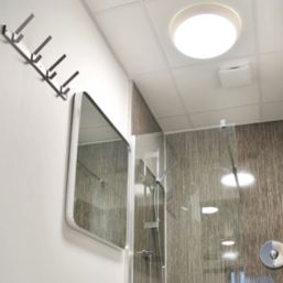 Robus Golf Slim Indoor & Outdoor Maintained or Non-Maintained Emergency Round LED Bulkhead With Microwave Sensor White 12.1W 830 / 900 / 910lm