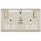 British General Nexus Metal 13A 2-Gang SP Switched Socket & WiFi Extender + 2.1A 10.5W 1-Outlet Type A USB Charger Pearl Nickel with White Inserts