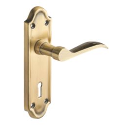 Designer Levers Kennington Fire Rated Lever Lock Door Handle Pair Antique Brass