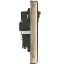 Knightsbridge  13A 1-Gang DP Switched Single Socket Antique Brass  with Black Inserts